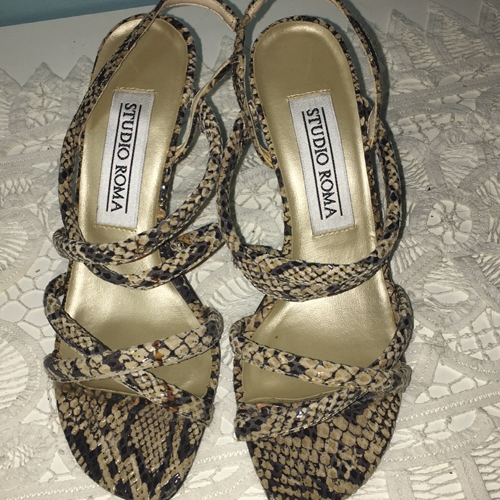 Studio Roma Snakeskin Pattern Heel Sandals